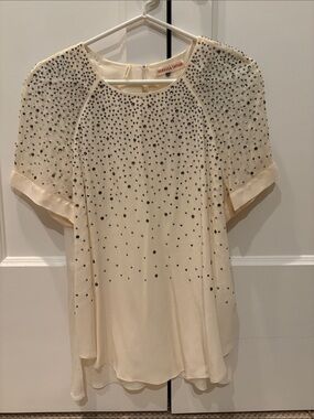 Rebecca Taylor Cream Blouse with Crystal Embellishments